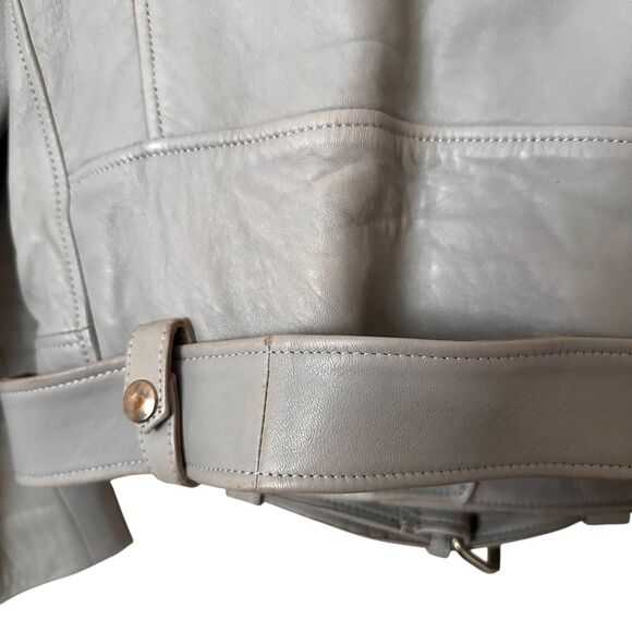 ACNE STUDIOS Leather Moto Jacket Grey Sz 38 (US 6) - Picture 4 of 8
